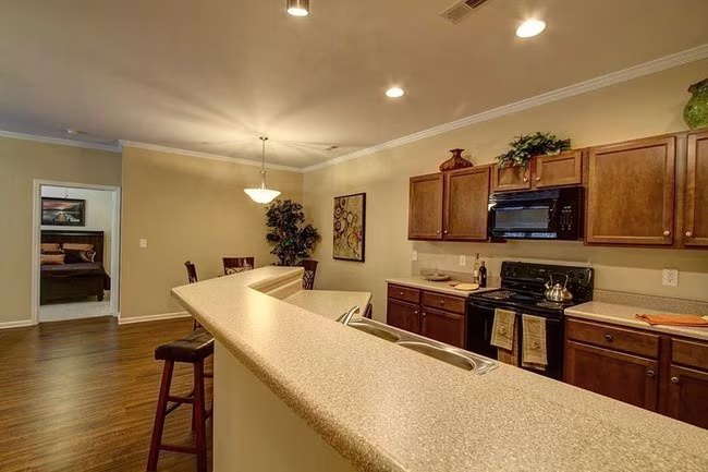 Breakfast bar in a Seville Place apartment kitchen